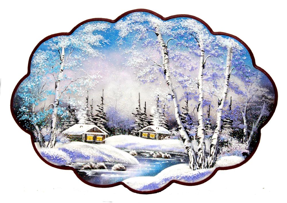 Облачко №7 Зимний пейзаж с домиками артикул 11697