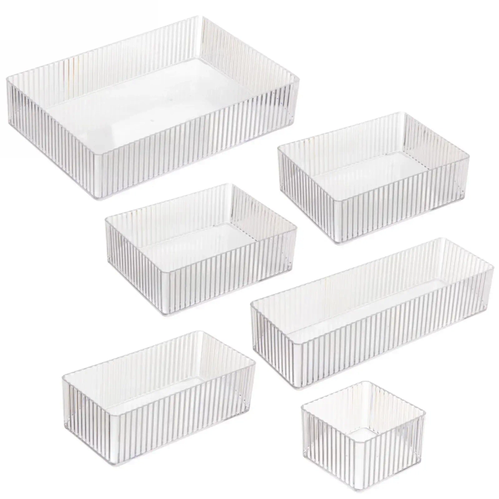 Система хранения - органайзеры в наборе 6шт «ЭДЭЛЬ», прозрачные, микс размеров