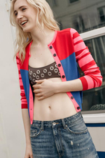 Вязаный кардиган с блоками разных цветов - ZARA