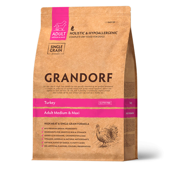 Сухой корм Grandorf Dog Turkey MED&MAX с индейкой для средних и крупных собак 1 кг (Грандорф)