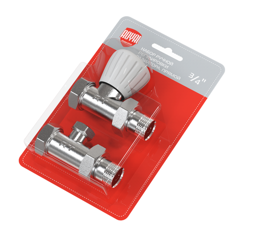 Набор ручной регулировки радиатора, угловой 3/4&amp;quot;