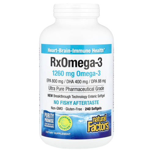 Natural Factors, Rx Omega-3, омега-3, 240 капсул (630 мг в 1 капсуле)