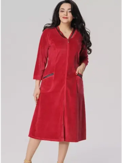 Халат велюровый на замке-Турция большие размеры