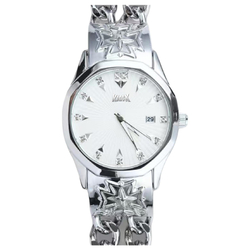 KIOSK Silver Luxury American Fossil Quartz Movement Stainless Steel Watchband Watch Unisex White Dial