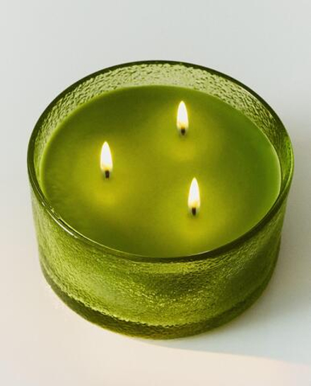 Zara Home Свеча ароматическая Lime & Peppermint 500 г, растительный воск, аромат свежий цитрусовый, Горчичный