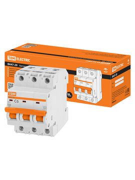 Автоматический выключатель TDM ВА47-29 3Р 6А 4,5кА х-ка С
