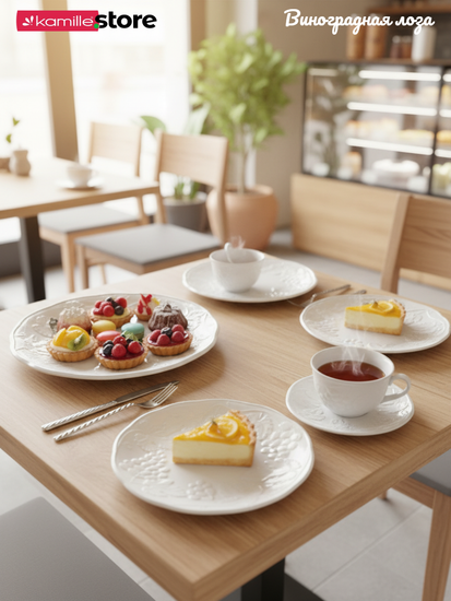 Тарелка десертная 21 см. набор 4 шт., фарфор, коллекция "Виноградная лоза"