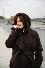 Меховой манишон 2в1 шоколад