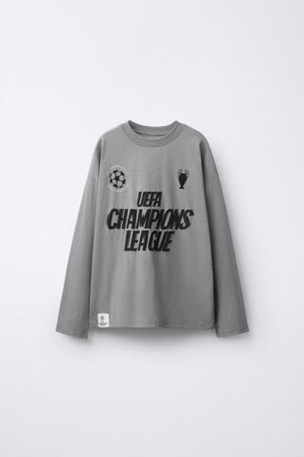 ZARA ФУТБОЛКА С ПРИНТОМ UEFA CHAMPIONS LEAGUE ®, СЕРЫЙ