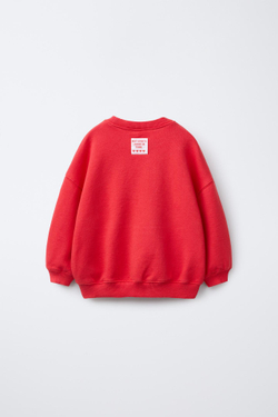 ZARA ТОЛСТОВКА С РЕЛЬЕФНЫМ ПРИНТОМ, КОРАЛЛОВО-КРАСНЫЙ