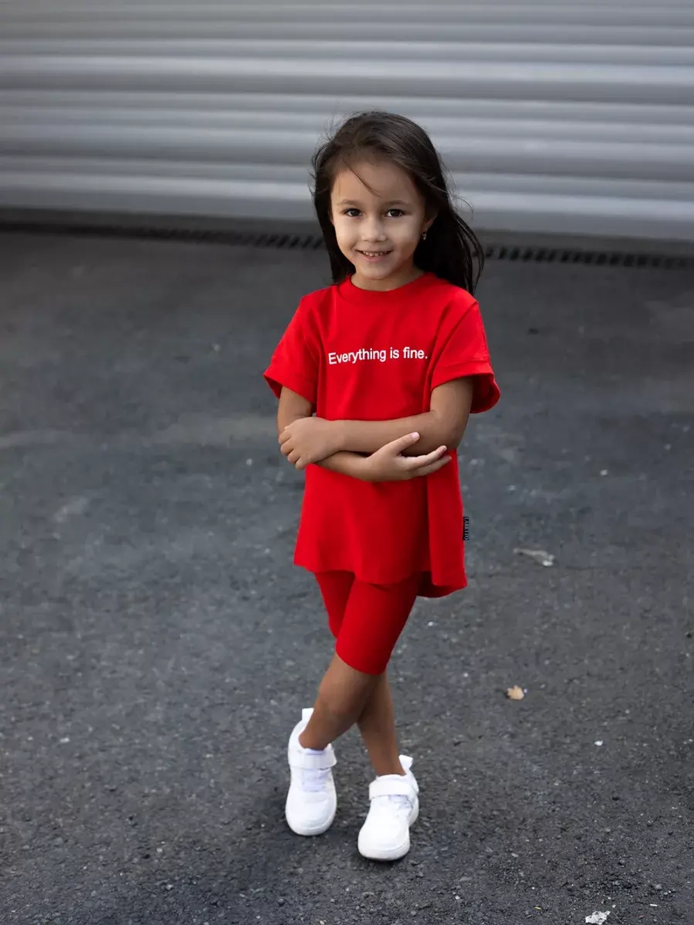 Костюм для девочки, футболка и велосипедки