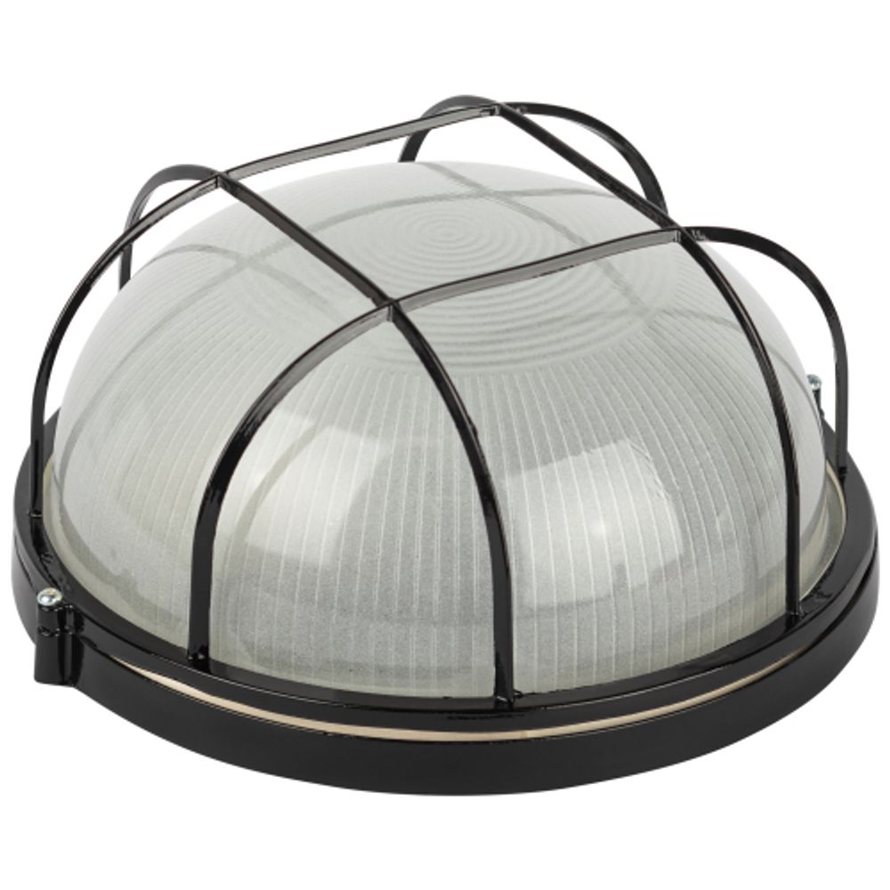 Светильник ЭРА НБП 03-100-002 Акватермо алюминий/стекло решетка IP54 E27 max 100Вт D240 круг черный | Светильники ЖКХ РБ