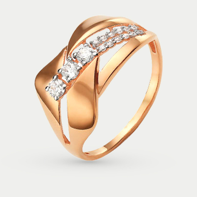 Кольцо из розового золота 585 пробы с фианитами для женщин (арт. 70165000)