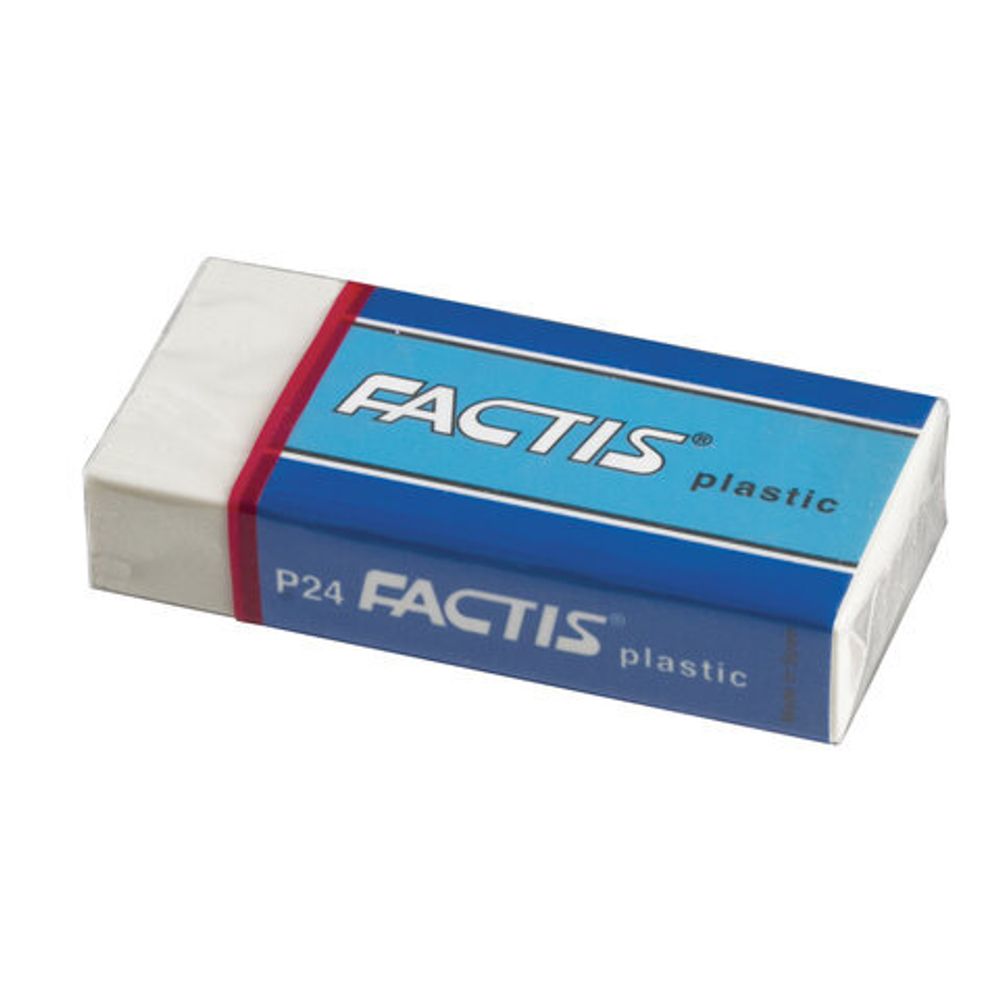 Ластик FACTIS Plastic P 24 (Испания), 50х24х10 мм, белый, прямоугольный, мягкий, CPFP24