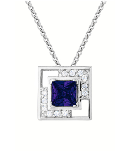 Подвес из серебра со вставками из выращенной синей шпинели и бесцветных фианитов