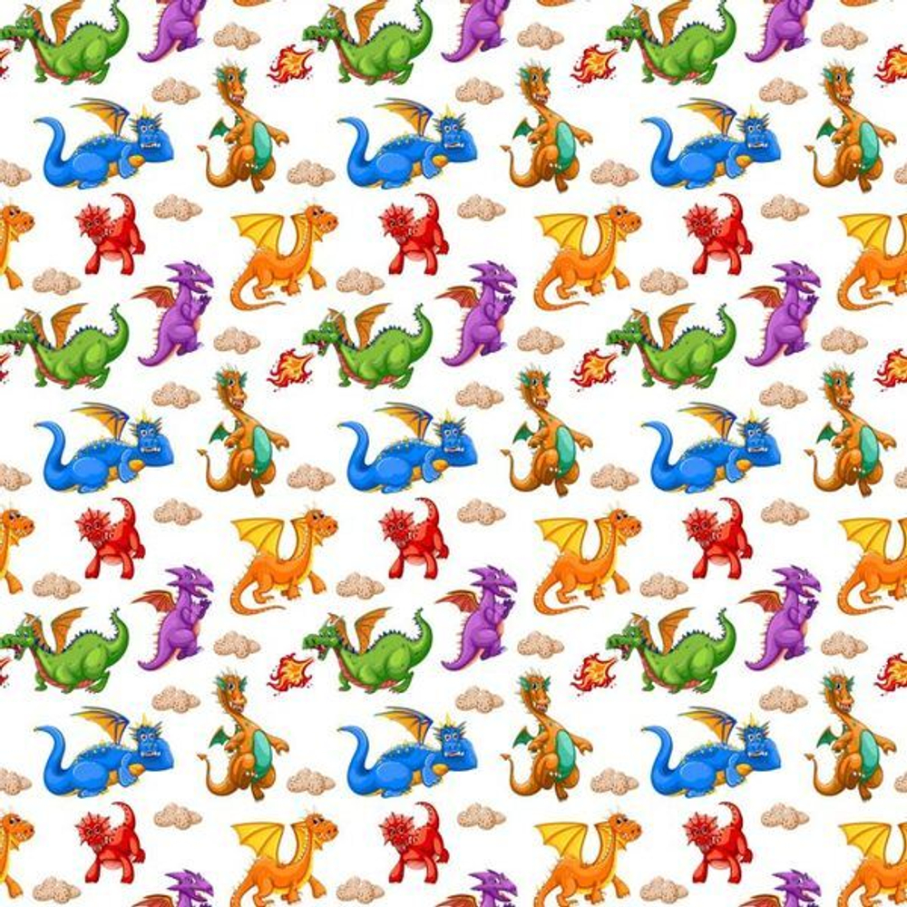 Бумага упаковочная 50х70 см «Весёлые Дракончики» (1 лист)