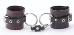 БДСМ-комплект: маленькая распорка и наручники (Цвет: черный с красным)