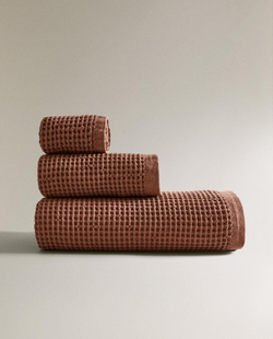 Zara Home - Хлопковое вафельное банное полотенце, розовый, 90х150 см