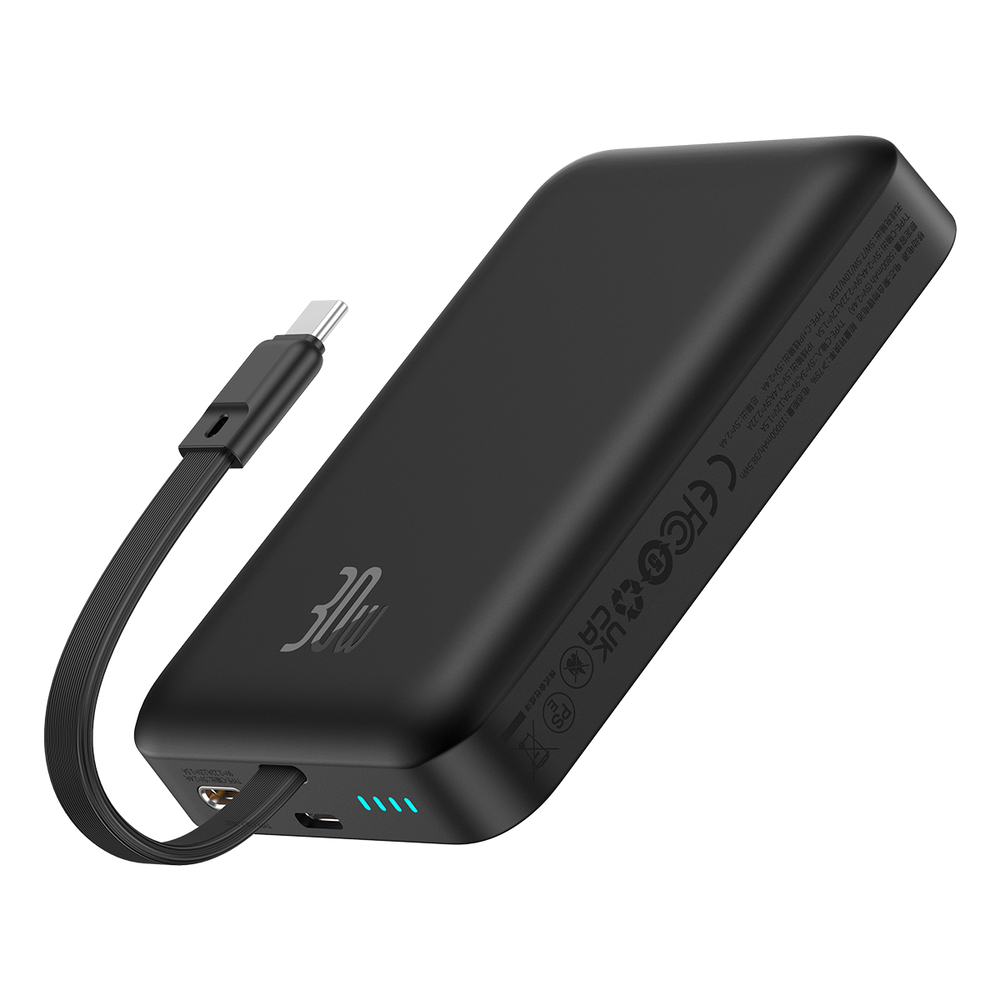 Внешний аккумулятор + Беспроводная зарядка Baseus Magnetic Mini Type-C Edition 2C+Qi 10000mAh 30W (MagSafe) - Cluster Black