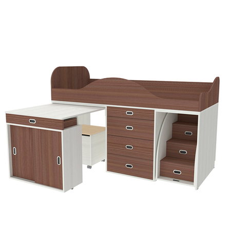 Кровать-чердак КарИВи Малыш Люкс Белое Дерево Бодего Темный