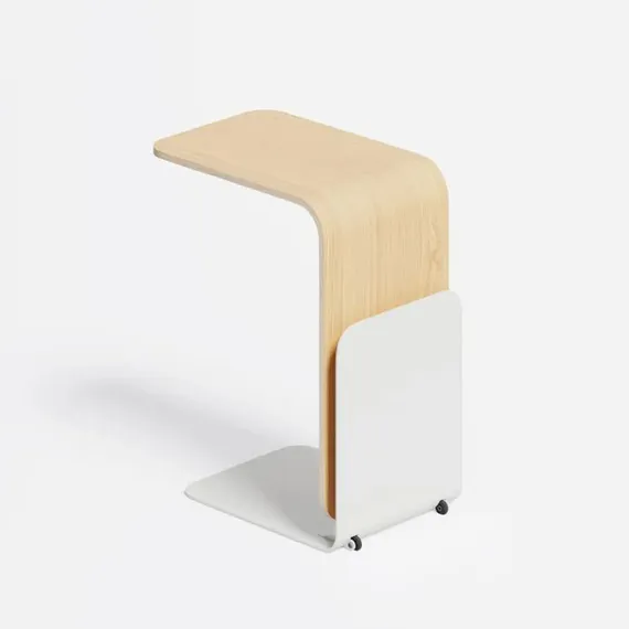 Журнальный столик Stolik 90, дуб беленый/белый