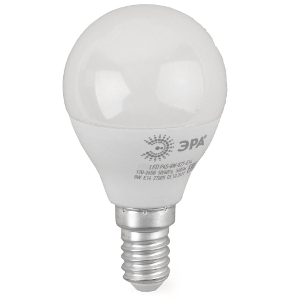 Лампа светодиодная ЭРА RED LINE LED P45-8W-827-E14 R 8Вт шар теплый белый свет E14 | Лампы cветодиодные Шар (G/P)