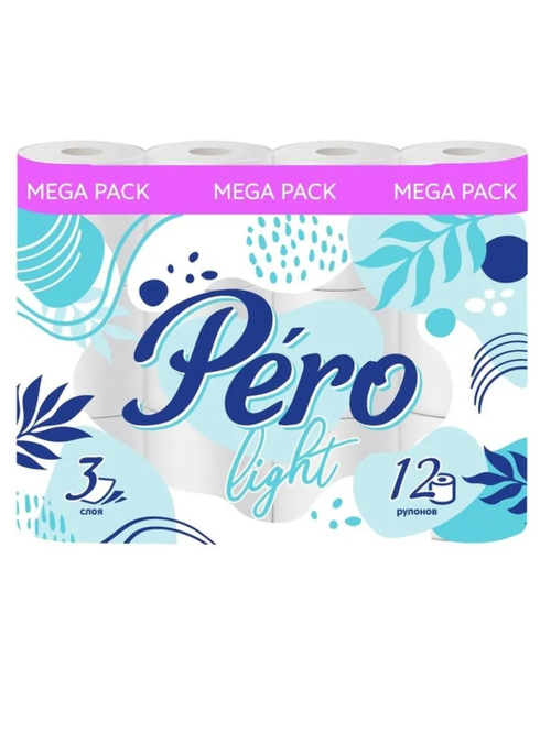 ТУАЛЕТНАЯ БУМАГА ПЕРО 12 РУЛ. 3 СЛ. 8 УП.