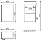 Тумба с раковиной Sancos Mini, 35.5 см., эмаль белый, MN35WL
