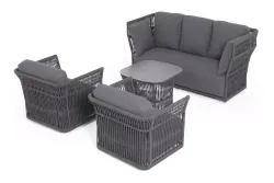 "Лугано" лаунж-зона 5-местная плетеная из роупа (веревки), каркас алюминиевый темно-серый, роуп темно-серый