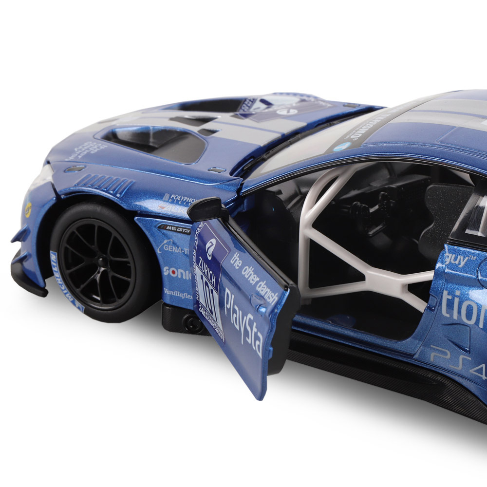 Модель  1:24, BMW M6 GT3, синий, открываются передние двери и капот, свет, звук