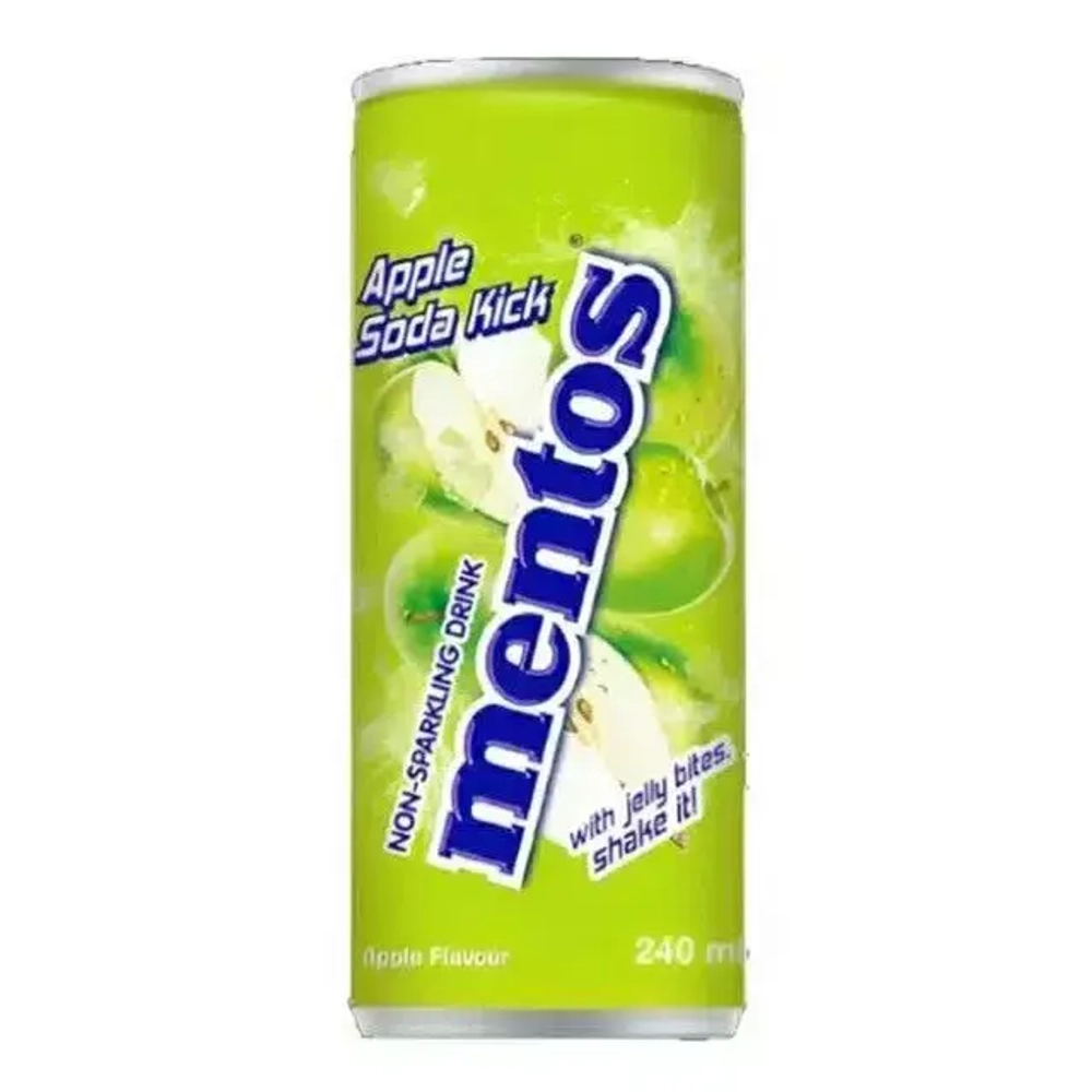 Негазированный напиток со вкусом яблока Apple Soda Kick Mentos, Корея, 240 мл