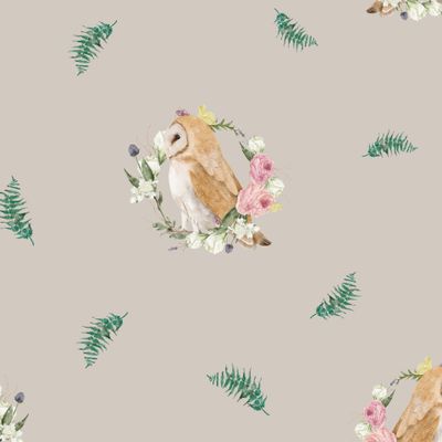 Сова бежевый фон