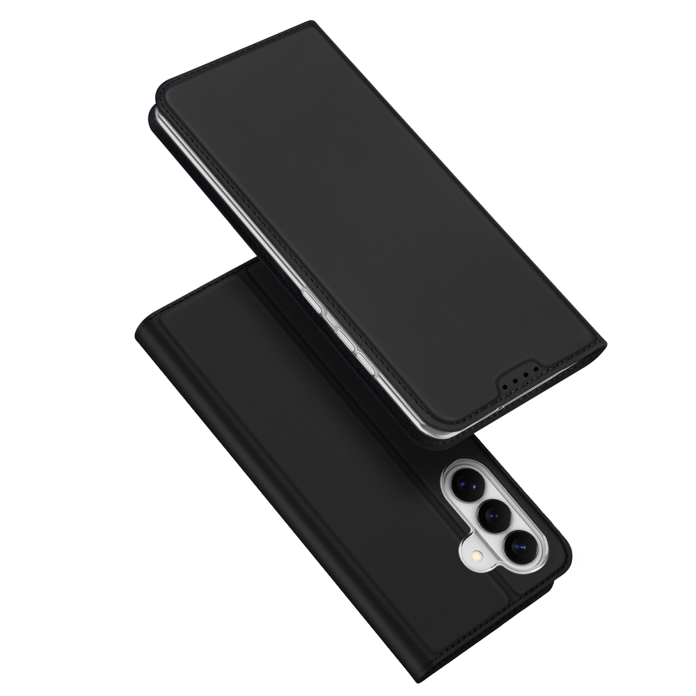 Чехол книжка из кожи черного цвета для Samsung Galaxy S26+ Плюс, серия Skin Pro Series от Dux Ducis