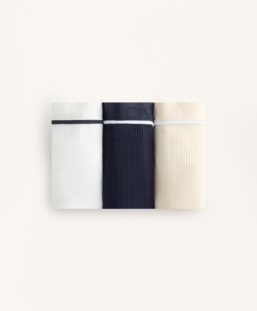 OYSHO Набор из трех классических трусиков из хлопковой смеси в рубчик, желтый