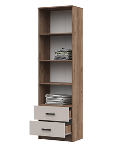 Машенька ШК 201 Шкаф с полками и 2 ящика Дуб крафт табачный / Кашемир