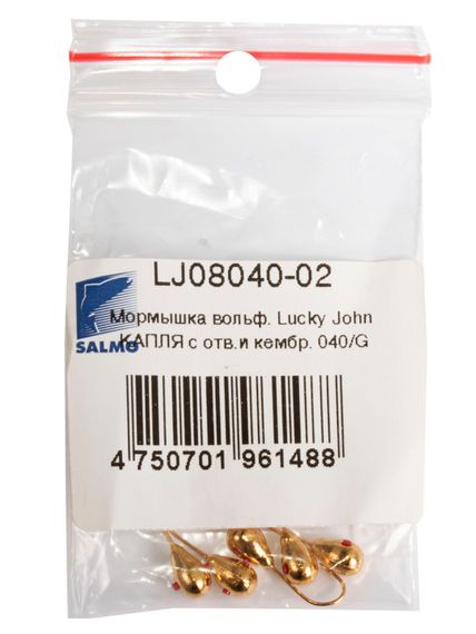 Мормышка вольфрамовая Lucky John КАПЛЯ с отверстием и кембриком 040/G