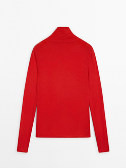 Massimo Dutti Топ из смесового лиоцелла с длинными рукавами, красный