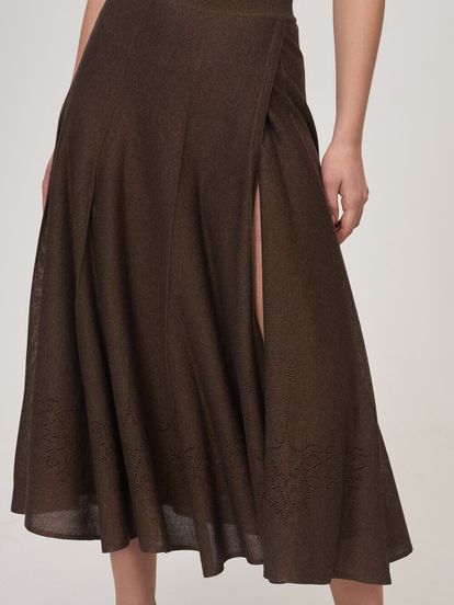 Женская юбка коричневого цвета из вискозы - фото 5