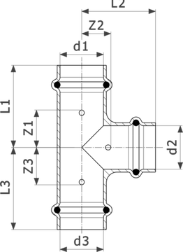 Тройник пресс Viega Profipress 22х22х22 с SC-Contur (серия 2418)