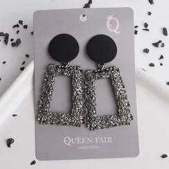 Серьги металл "Эстетика" трапеция, цвет чёрно-серый