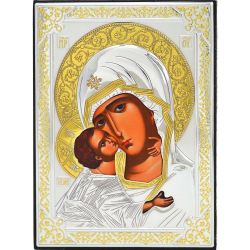 Владимирская икона Божией Матери в серебре.