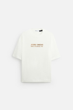 ZARA ФУТБОЛКА JESSE OWENS 1936 ©, ЖЕЛТОВАТО-БЕЛЫЙ
