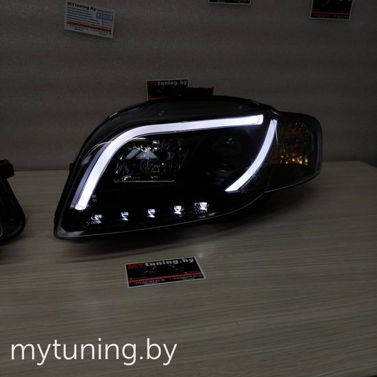 Передние фары Audi A4 B7 led tube lights black
