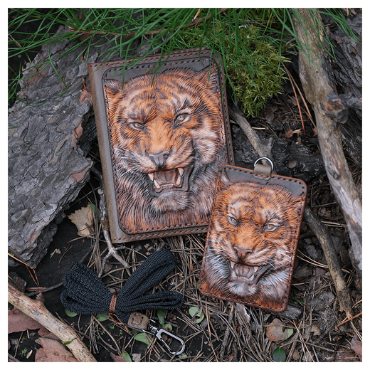 Кожаная обложка для военного билета и картхолдер «Страж - Боевое Сердце»