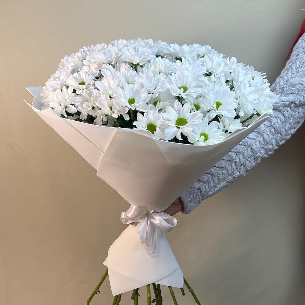 Букет из белых кустовых хризантем в фоамиране -L