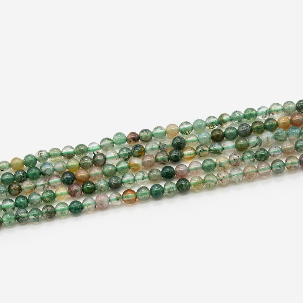 ш2-172 Моховой агат шар гладкий 2мм, нить 40см