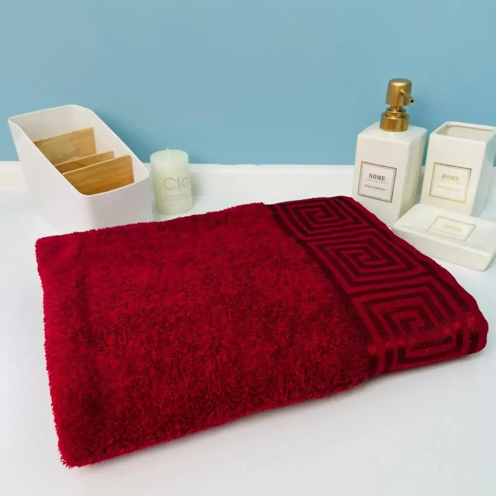 Полотенце махровое 70*140см «POSEIDON» цвет гранатовый 03050 плотность 420гр/м2 с петелькой-подвесом