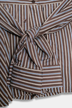 ZARA ШОРТЫ В ПОЛОСКУ С ЗАВЯЗКАМИ, КОРИЧНЕВЫЙ