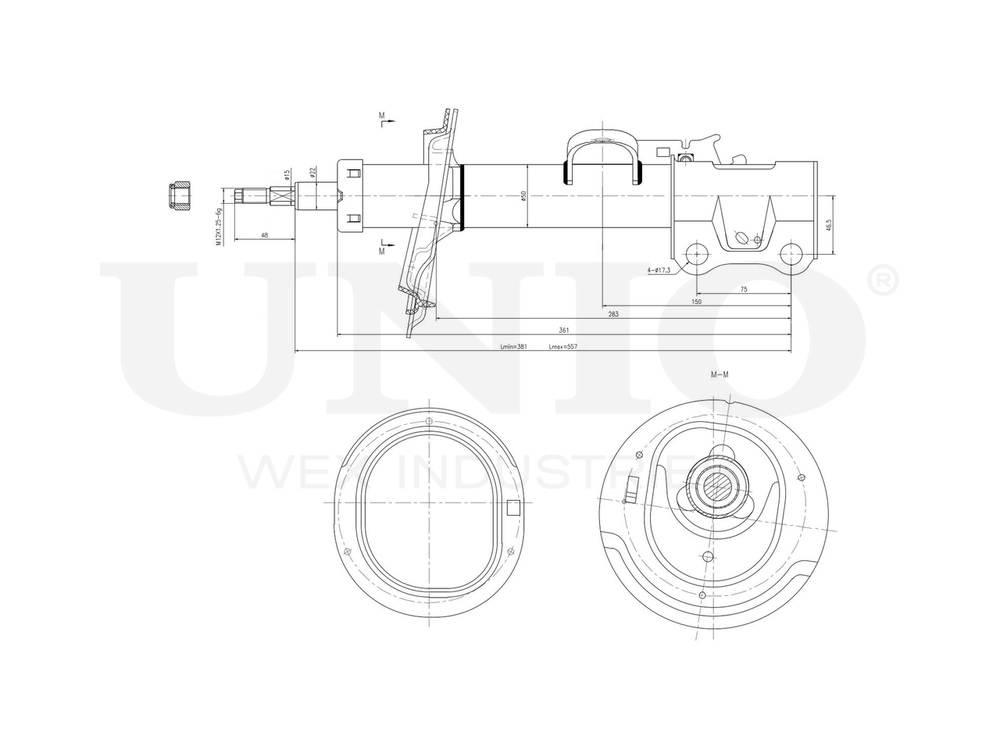 Амортизатор газовый передней подвески правый UNIO SAB-10325