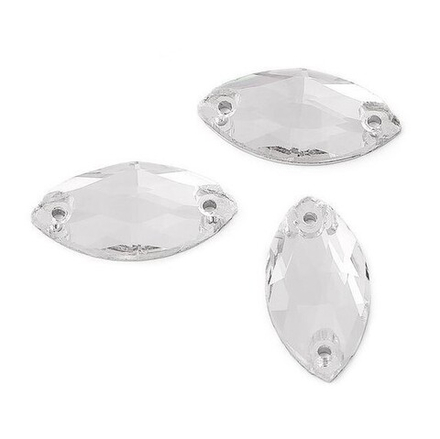 Стразы стекло 9*18 "Глаз" белый/col.34